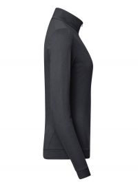 Damen Zip-Longsleeve in Grau mit 1/3-Zip und schwarzem Reißverschluss